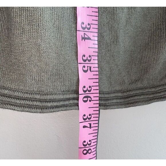 Cashmere Blend Sweater Dress Olive Green Front Zip Boho Y2K Quiet Luxury Small - Picture 10 of 16